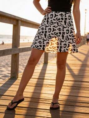 Haystacks Seagrass Tatua Jacquard Knit Bias Skirt Black and White Large Travel F